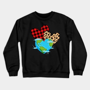 Cute Earth Day Heart Leopard Crewneck Sweatshirt